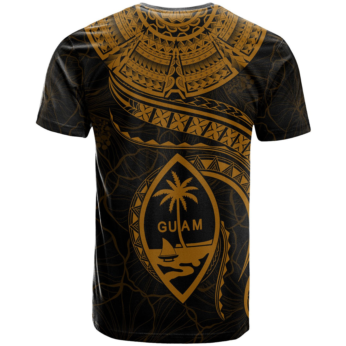 Guam Polynesian Custom T Shirt Guam Waves (Golden) - Polynesian Pride