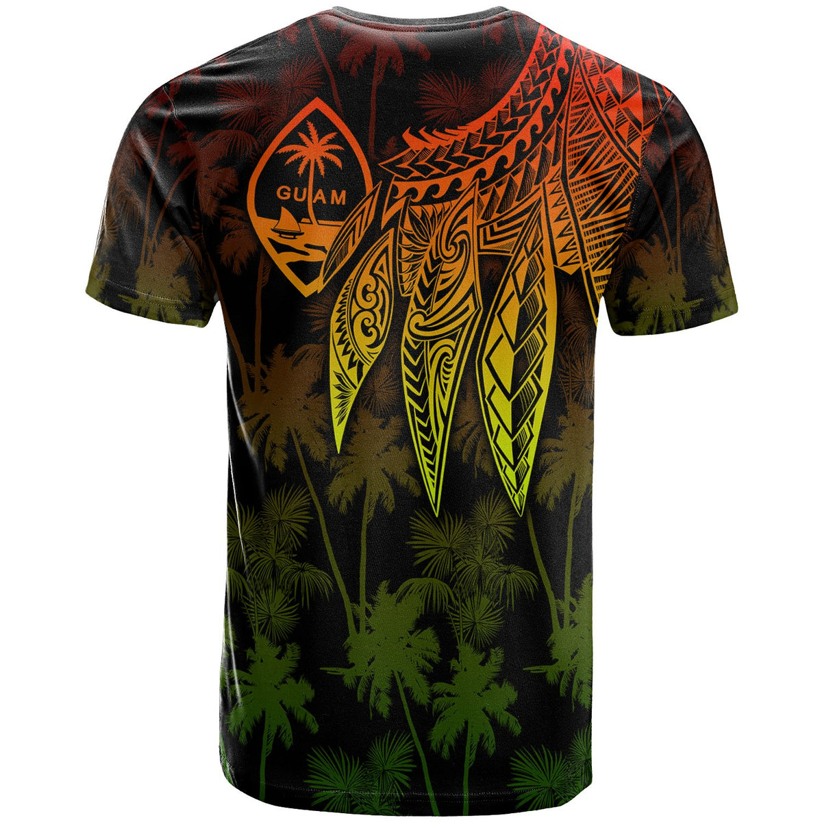 Guam T Shirt Polynesian Wings (Reggae) - Polynesian Pride