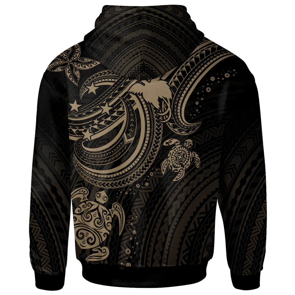 Papua New Guinea Custom Hoodie Gold Turtle - Polynesian Pride
