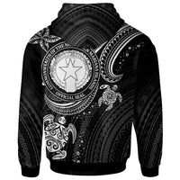 Northern Mariana Islands Custom Zip up Hoodie White Turtle - Polynesian Pride