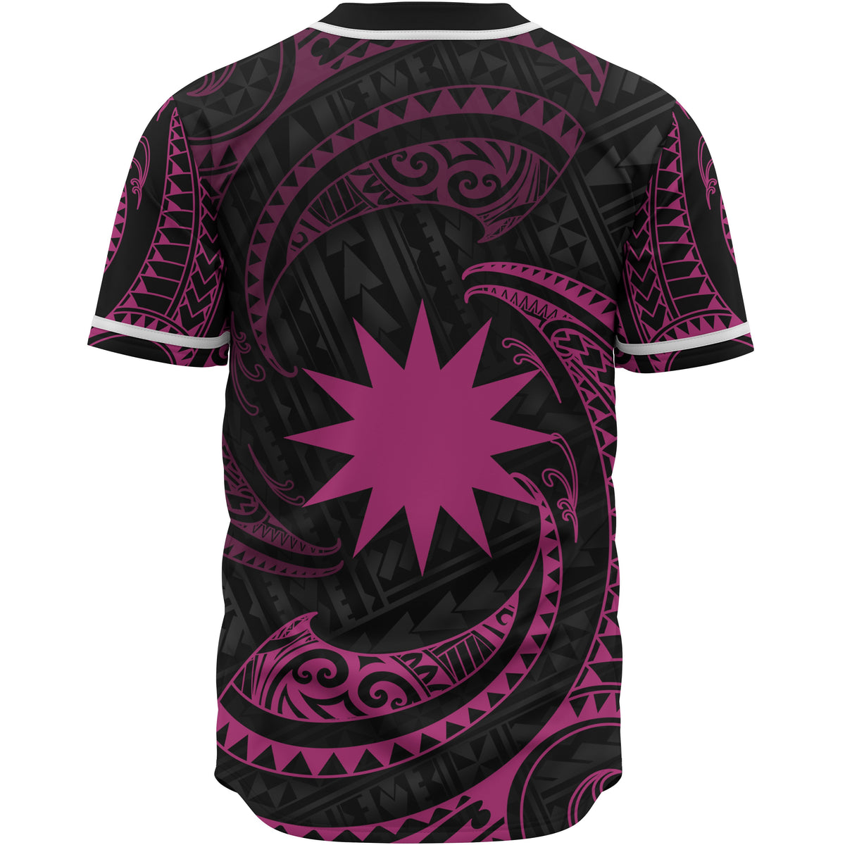 Nauru Polynesian Custom Personalised Baseball Shirt - Pink Tribal Wave - Polynesian Pride
