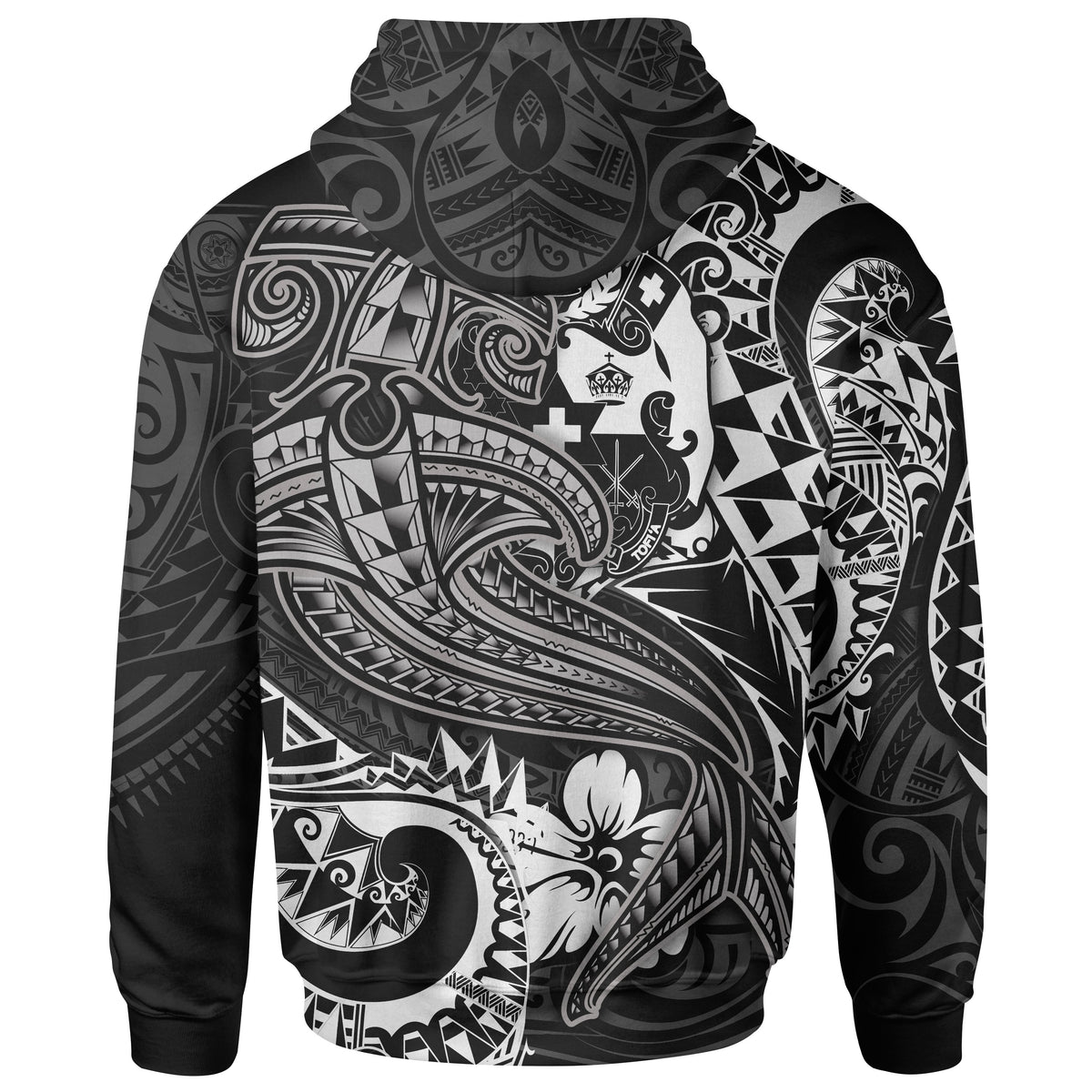 Tonga Hoodie White Shark Polynesian Tattoo - Polynesian Pride