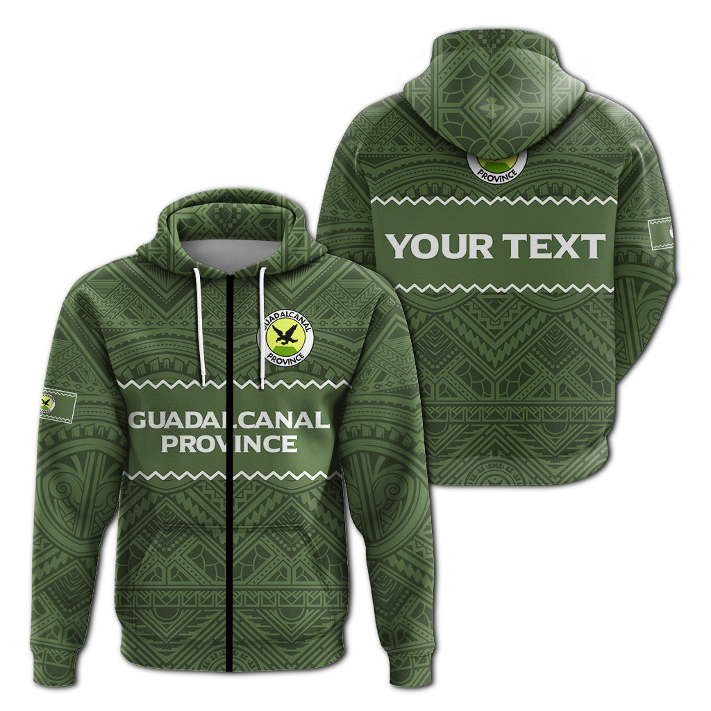 Custom Solomon Islands Guadalcanal Province Zip Hoodie Tribal Pattern LT12 Unisex Green - Polynesian Pride