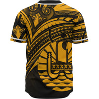 French Polynesia Baseball Shirt - Gold Color Cross Style - Polynesian Pride
