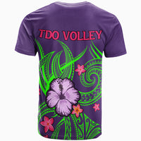 Polynesia T Shirt Hibiscus With Tribal Mauve Color LT12 - Polynesian Pride