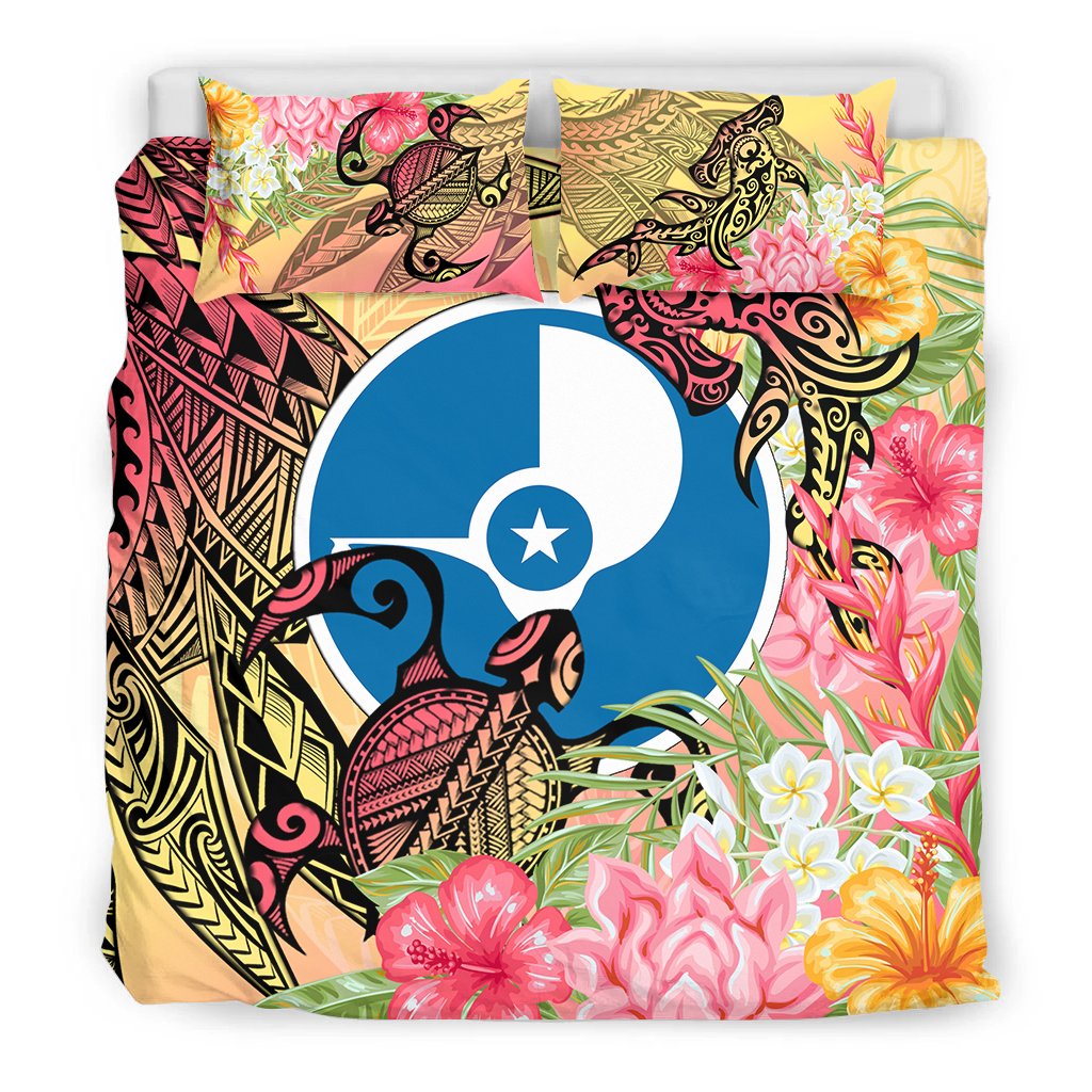 Yap State Bedding Set - Flowers Tropical With Sea Animals - Polynesian Pride