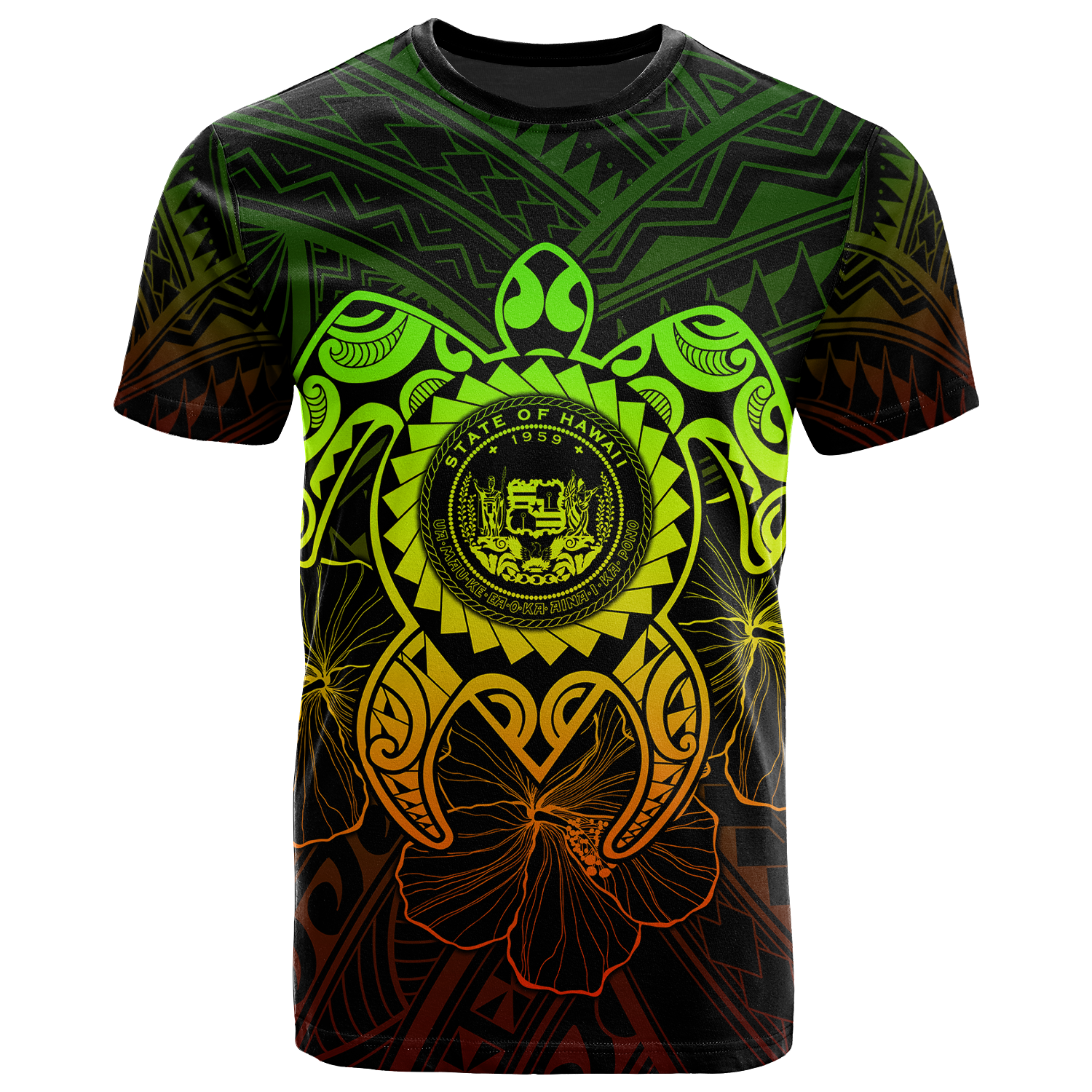 Hawaii Polynesian T Shirt Vintage Polynesian Turtle (Reggae) Unisex Art - Polynesian Pride