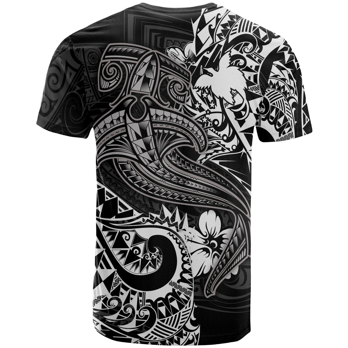 Papua New Guinea T Shirt White Shark Polynesian Tattoo - Polynesian Pride
