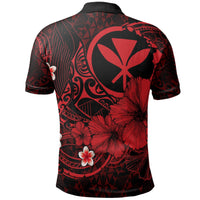 Polynesian Hawaii Kanaka Maoli Polo Shirt Humpback Whale with Hibiscus (Red) - Polynesian Pride