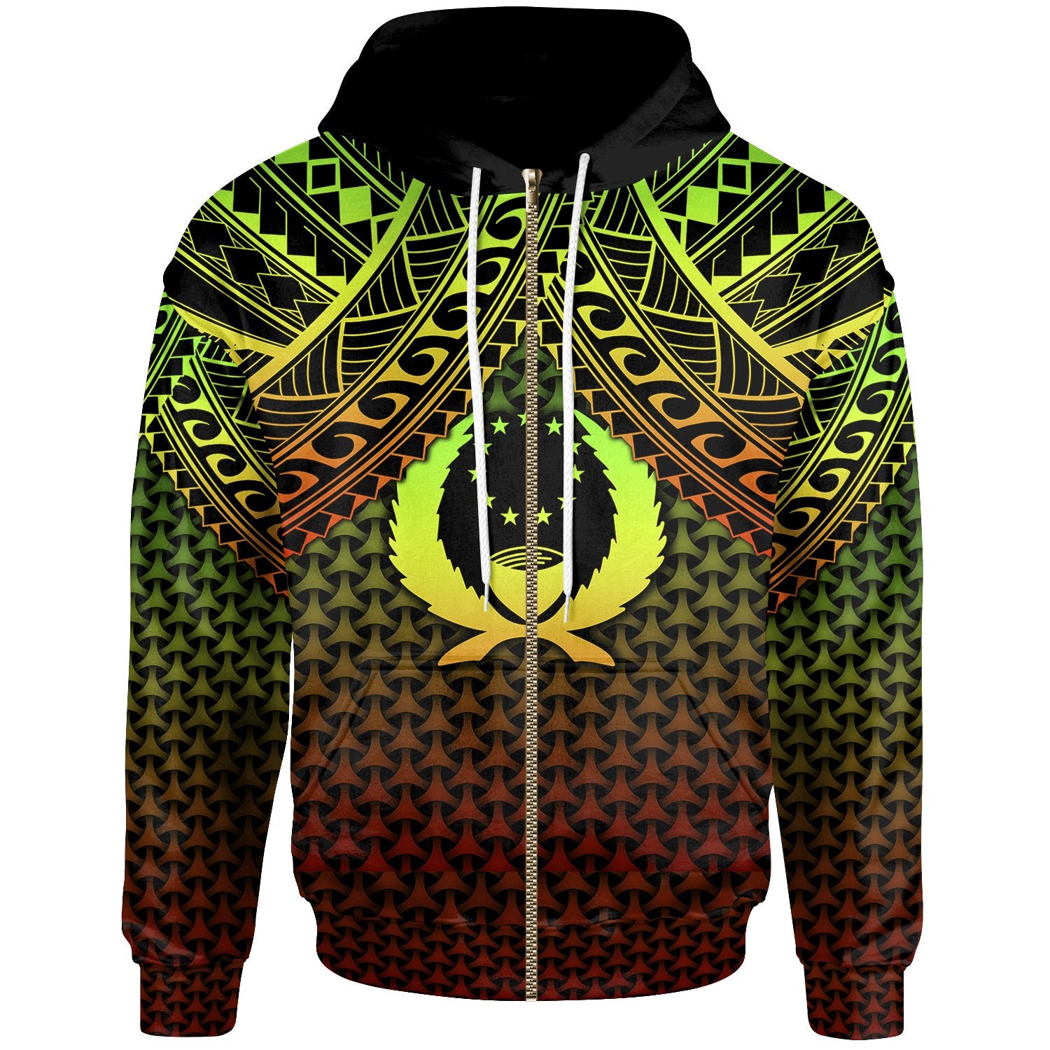 Polynesian Pohnpei Custom Zip up Hoodie Reggae Vintage Polynesian Patterns Unisex Reggae - Polynesian Pride