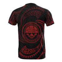 Federated States of Micronesia All Over T Shirt Red Tribal Wave - Polynesian Pride