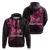 Breast Cancer Pink Ribbon Butterfly Polynesian Black Version Hoodie LT12 Zip Hoodie Black - Polynesian Pride