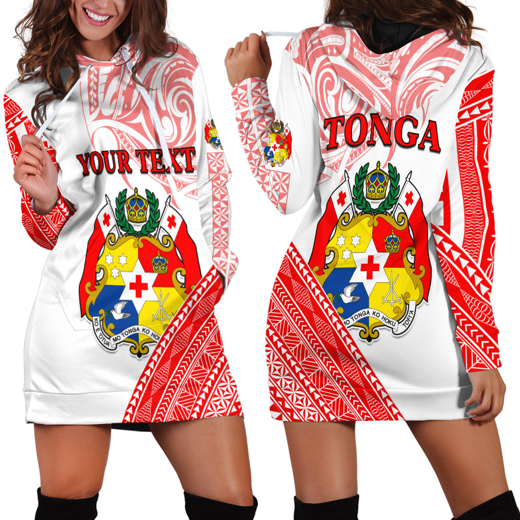 (Custom Personalised) Tonga Hoodie Dress Tongan Pattern Blithesome LT13 Red - Polynesian Pride