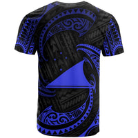 Tokelau Polynesian All Over T Shirt Blue Tribal Wave - Polynesian Pride