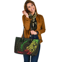 Hawaii Leather Tote - Polynesian Pattern Style Reggae Color - Polynesian Pride