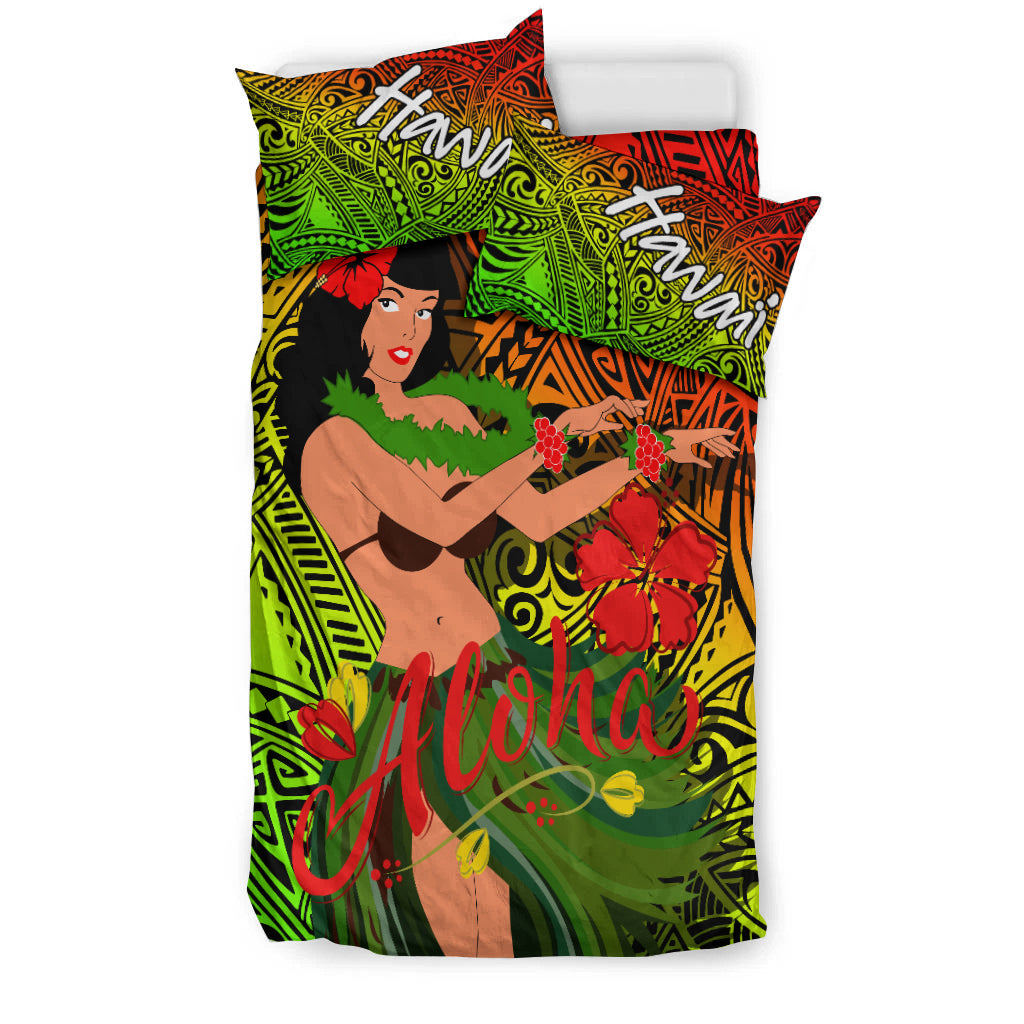 Hawaii Hula Girl Reggae Bedding Set - LT2 - Polynesian Pride