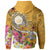 Hawaii Polynesian Zip up Hoodie Hawaii Seal With Turtle Plumeria (Gold) - Polynesian Pride