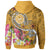 Tahiti Custom Zip up Hoodie Turtle Plumeria (Gold) - Polynesian Pride