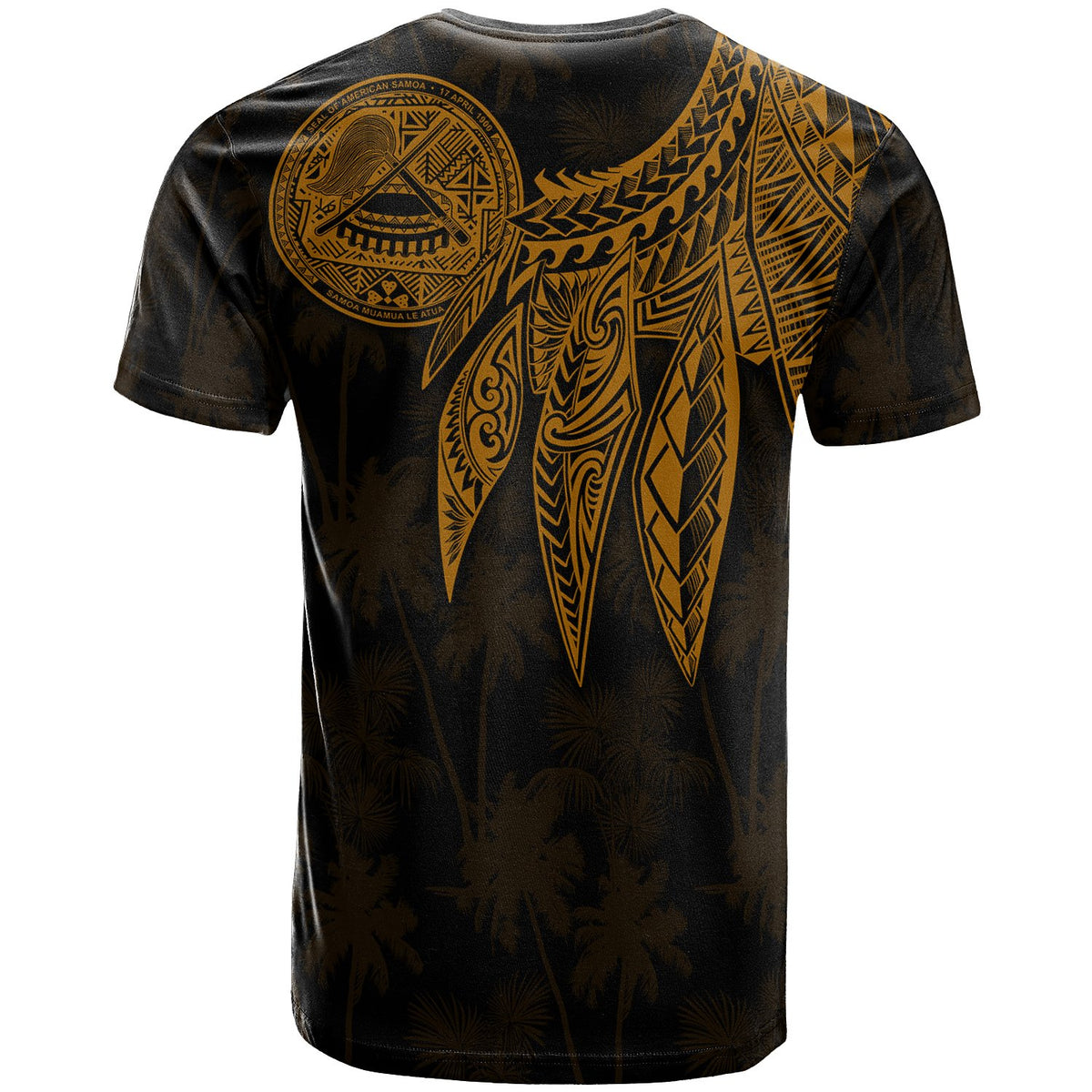 American Samoa T Shirt Polynesian Wings (Golden) - Polynesian Pride