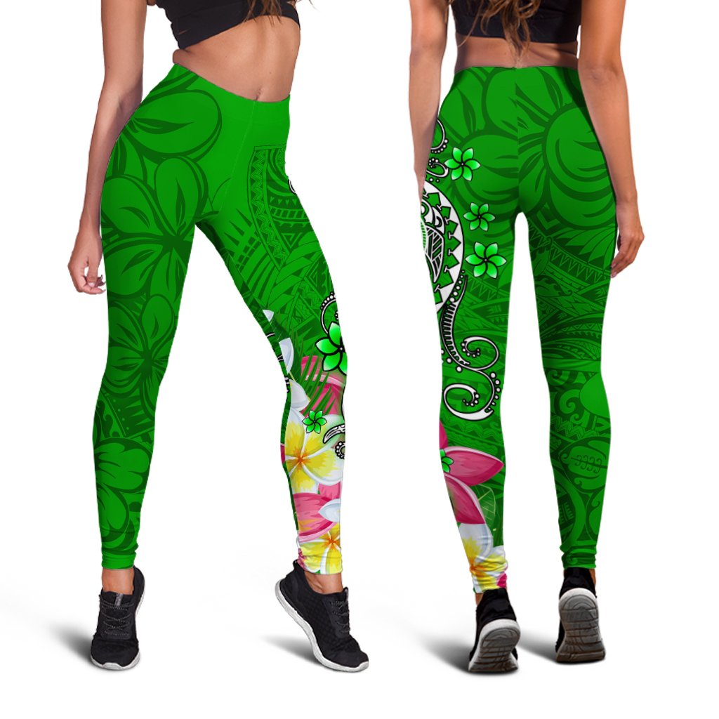 FSM Leggings - Turtle Plumeria (Green) Green - Polynesian Pride