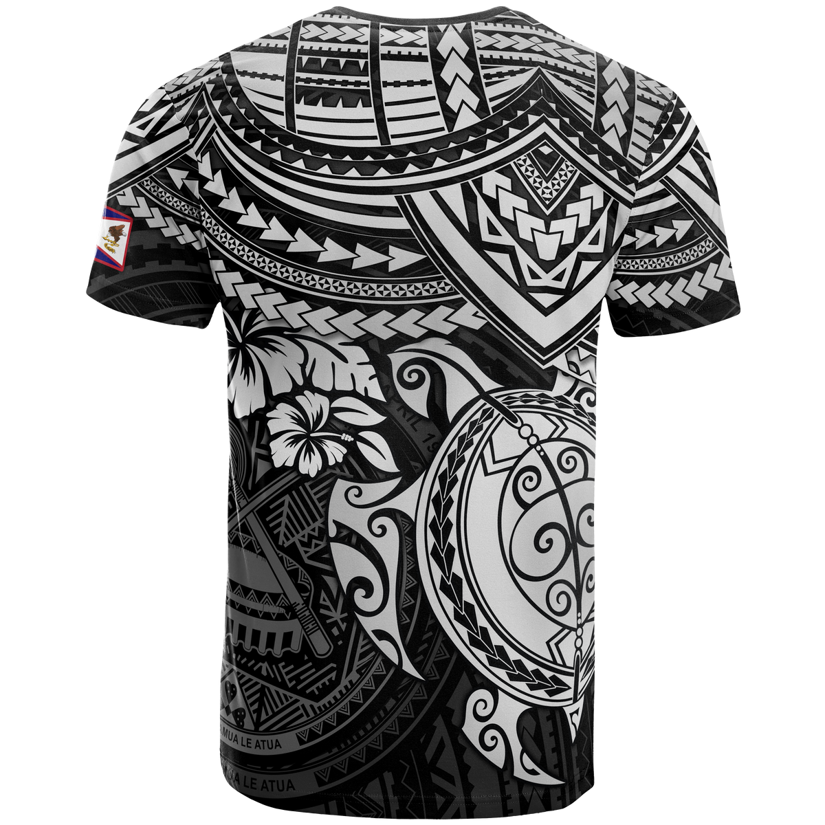 American Samoa T Shirt American Samoan Seal Polynesian Tribal White Black Turtle - Polynesian Pride