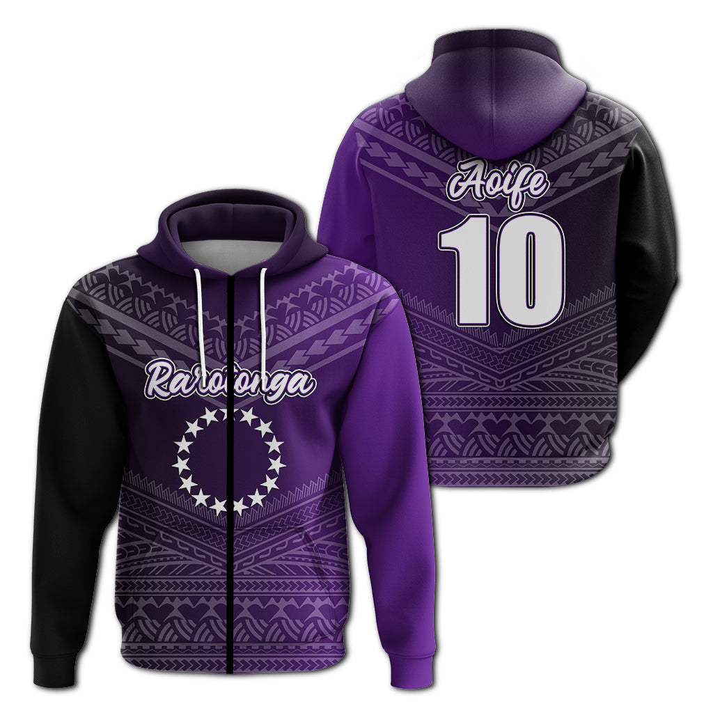 Aoife Rarotonga Cook Islands Pride Hoodie LT12 Zip Hoodie Purple - Polynesian Pride