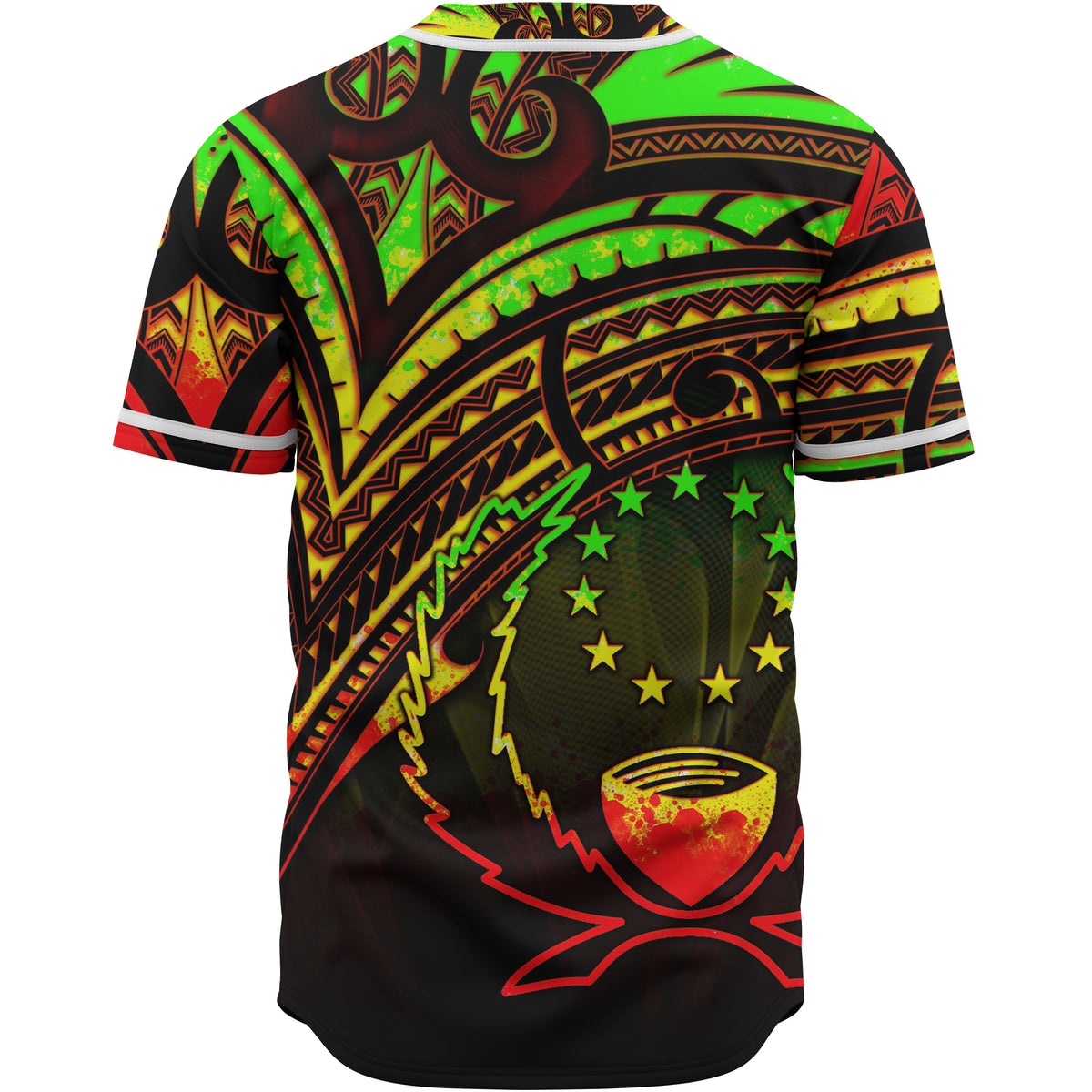 Pohnpei Baseball Shirt - Reggae Color Cross Style - Polynesian Pride