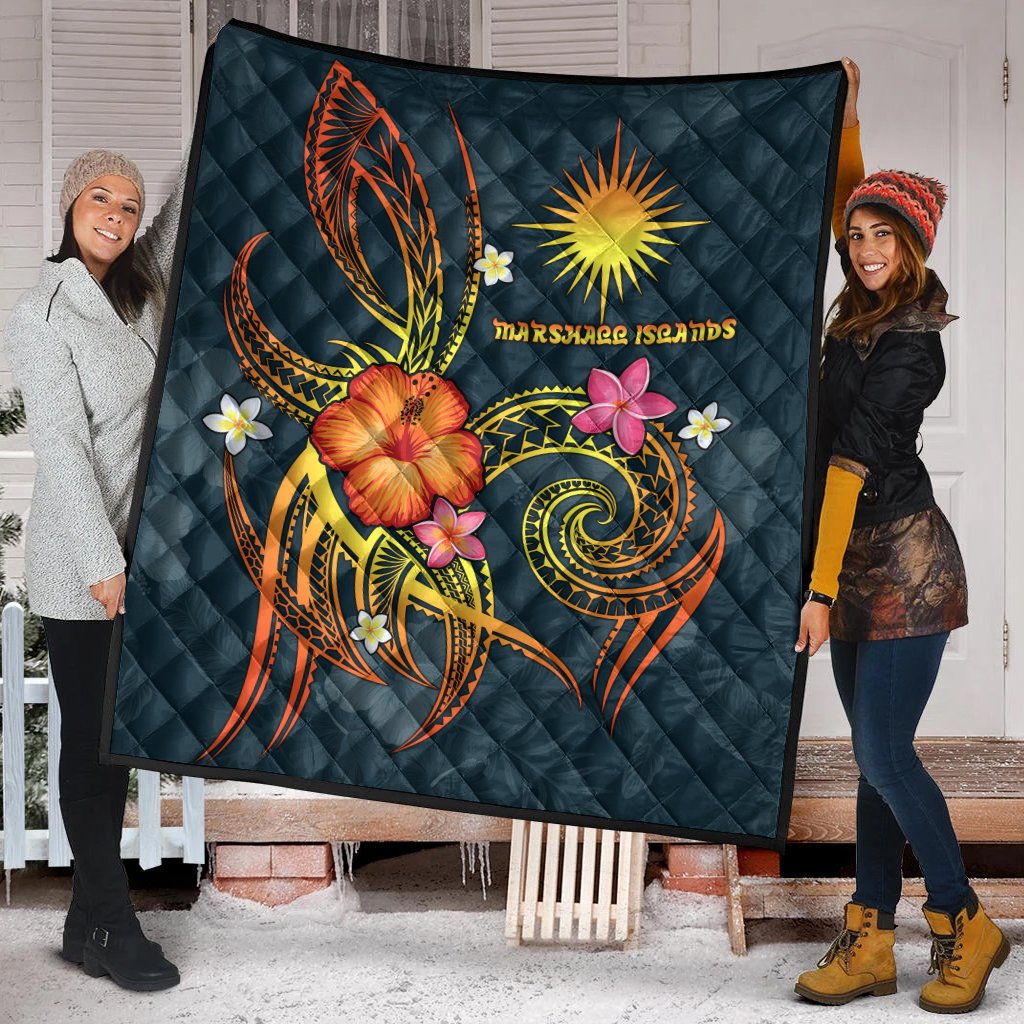 Marshall Islands Polynesian Premium Quilt - Legend of Marshall Islands (Blue) - Polynesian Pride