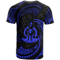 Vanuatu Polynesian Custom T Shirt Blue Tribal Wave - Polynesian Pride