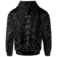 Hawaii Hoodie Hibiscus Polynesian Tattoo Gray - Polynesian Pride