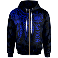 Samoa Zip up Hoodie Polynesian Wings (Blue) Unisex Blue - Polynesian Pride