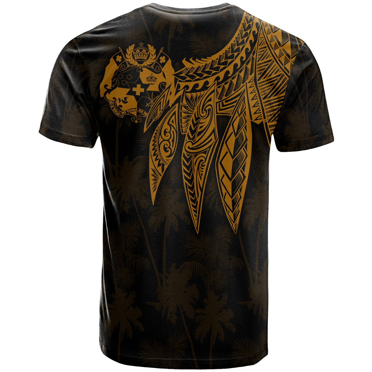 Tonga Custom T Shirt Polynesian Wings (Golden) - Polynesian Pride