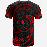 Chuuk Micronesia T Shirt Red Tribal Wave - Polynesian Pride