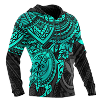 Polynesian Hawaii Hoodie Turquoise Turtle - Polynesian Pride
