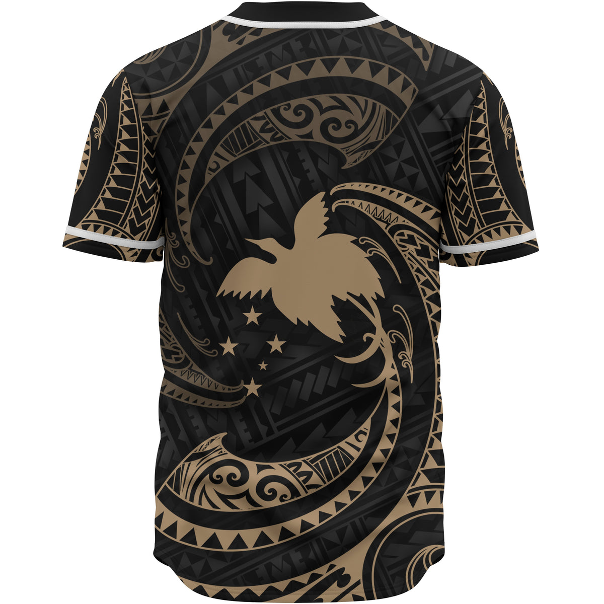 Papua New Guinea Polynesian Custom Personalised Baseball Shirt - Gold Tribal Wave - Polynesian Pride