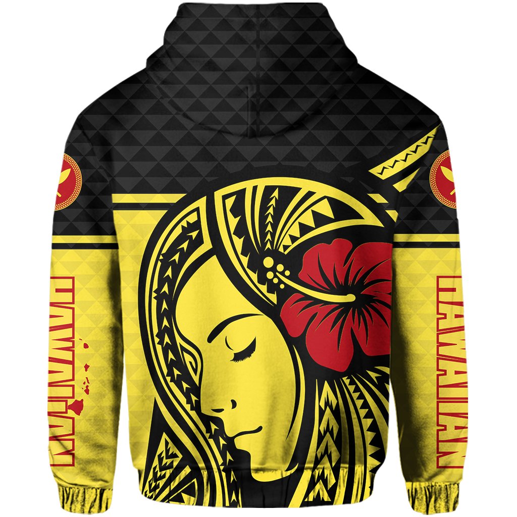 Polynesian Kakau Hawaiian Kanaka Maoli Hula Girl Hibiscus Hawaii Zip Hoodie - Polynesian Pride