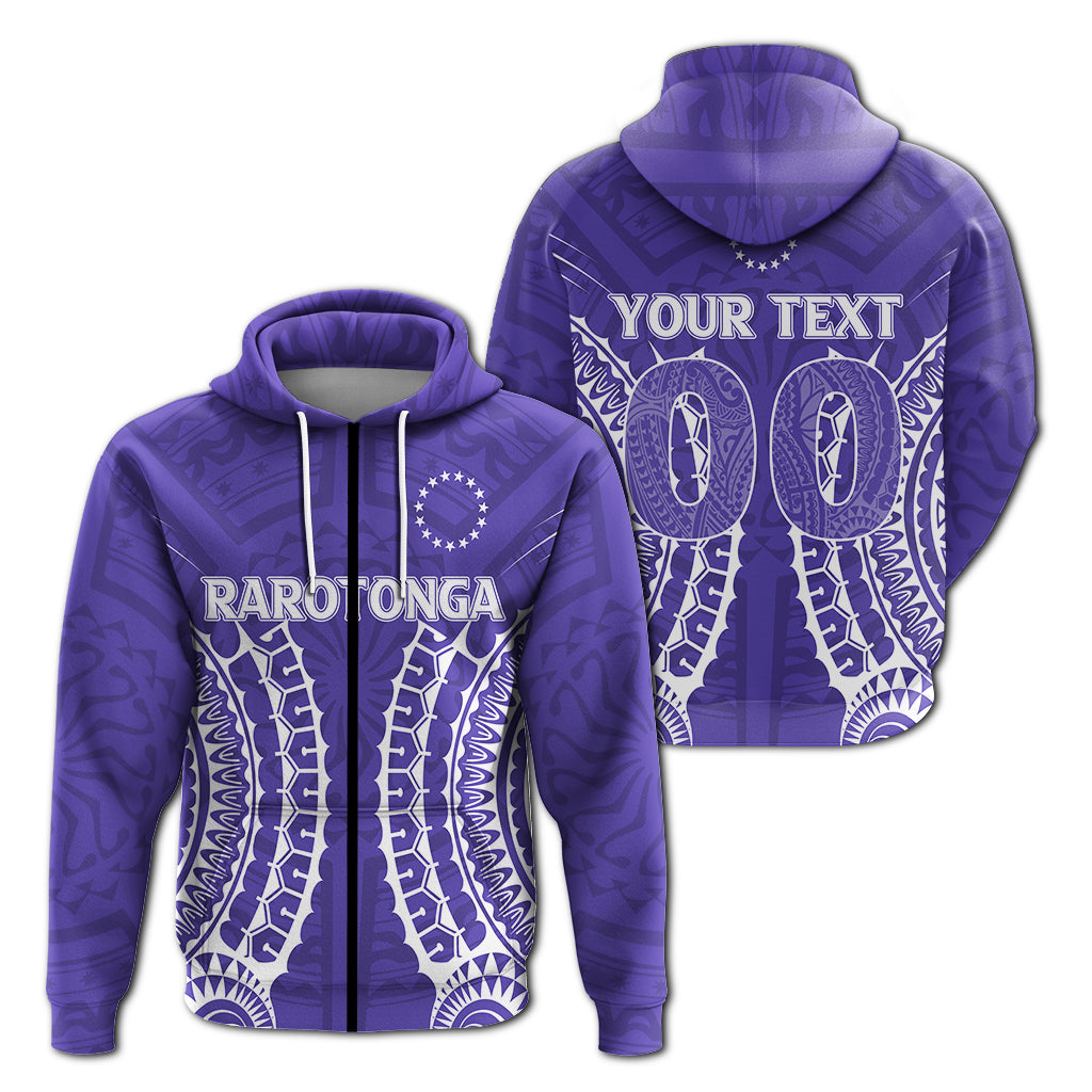 Custom Cook Islands Rarotonga Zip Hoodie Purple Tribal Pattern LT12 Unisex Purple - Polynesian Pride