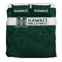 Hawaii Volleyball Green Warrior Bedding Set - LT2 - Polynesian Pride