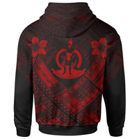 Vanuatu Custom Polynesian Zip up Hoodie Vanuatu Red Seal Camisole Hibiscus Style - Polynesian Pride
