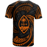Guam Polynesian All Over T Shirt Orange Tribal Wave - Polynesian Pride