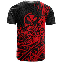 Hawaii Humpback Whale With Hibiscus Tribal Red T Shirt LT12 - Polynesian Pride