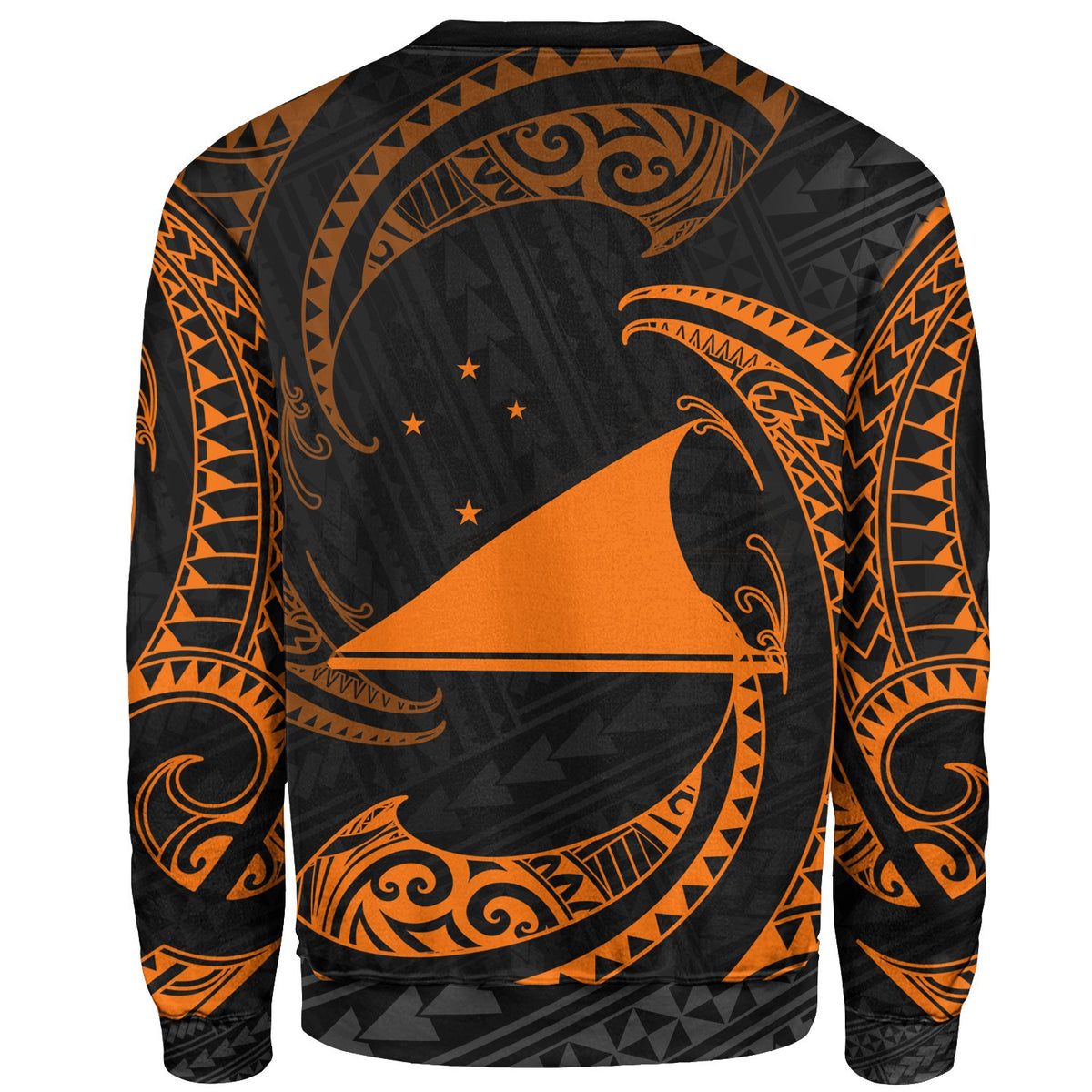Tokelau Polynesian Sweater - Orange Tribal Wave - Polynesian Pride