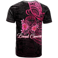 Breast Cancer Pink Ribbon Butterfly Polynesian Black Version T Shirt LT12 - Polynesian Pride
