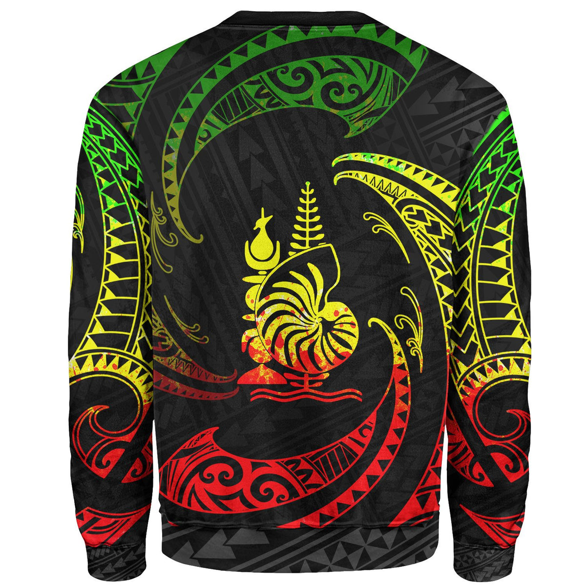 New Caledonia Polynesian Custom Personalised Sweater - Reggae Tribal Wave - Polynesian Pride