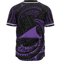 Tokelau Polynesian Custom Personalised Baseball Shirt - Purple Tribal Wave - Polynesian Pride