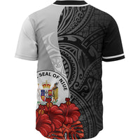 Niue Polynesian Baseball Shirt - Coat Of Arm With Hibiscus White - Polynesian Pride