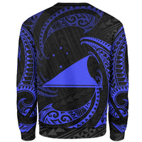 Tokelau Polynesian Custom Personalised Sweater - Blue Tribal Wave - Polynesian Pride