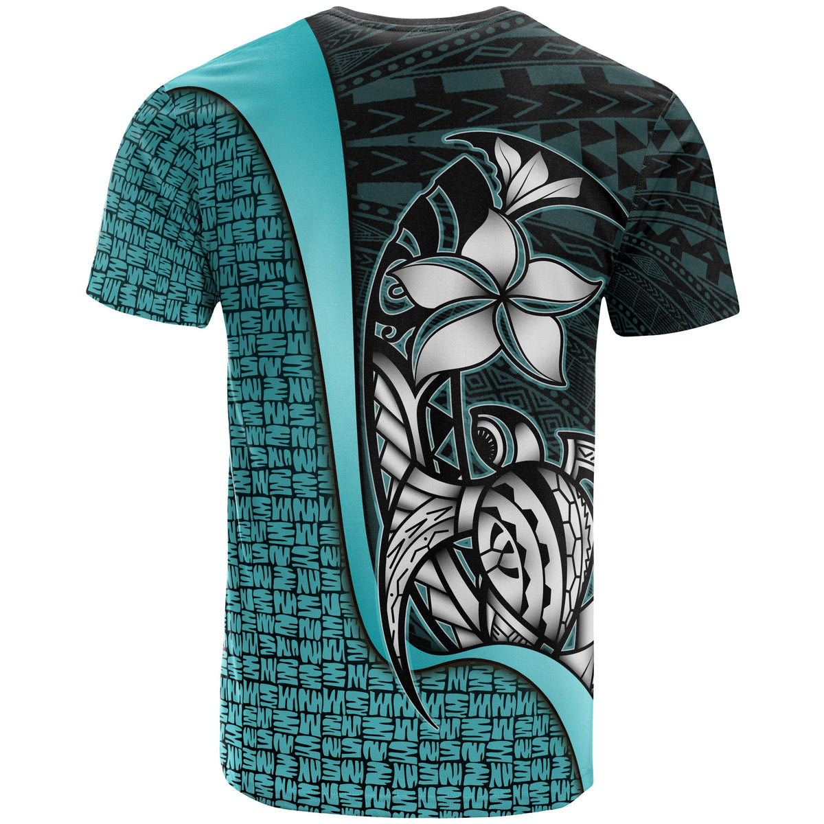 Polynesian T Shirt Turquoise Turtle with Hook - Polynesian Pride