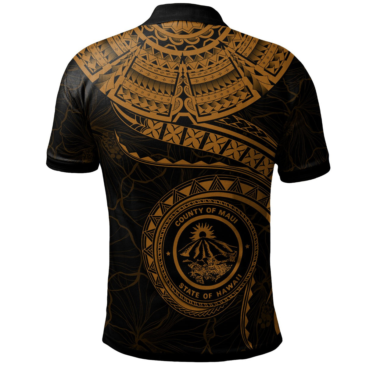 Polynesian Hawaii Custom Polo Shirt Maui Polynesian Waves (Golden) - Polynesian Pride