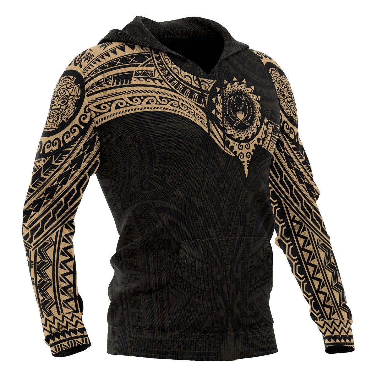 Pohnpei Micronesian Hoodie Gold Heart Shield - Polynesian Pride
